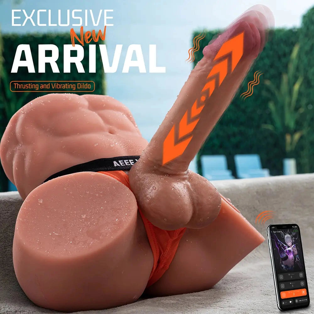 9.45in Exclusive Smart App AI Soft Real Skin Thrusting Vibrating Torso Dildo