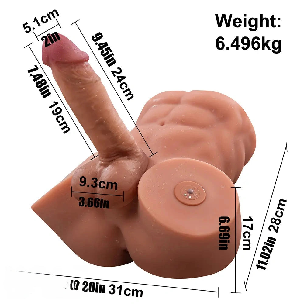 9.45in Exclusive Smart App AI Soft Real Skin Thrusting Vibrating Torso Dildo