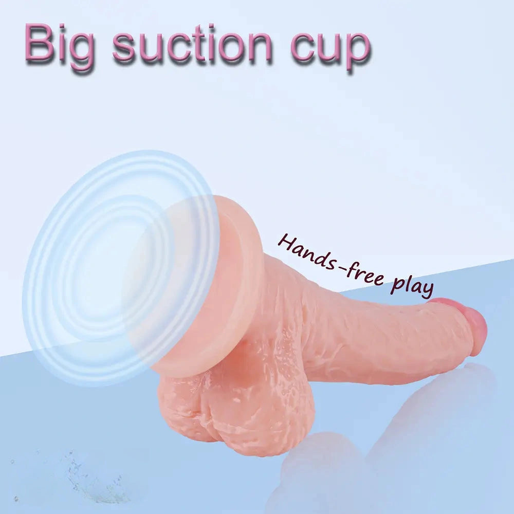 9.45in Flesh Realistic Big Soft Dildo Erotic Suction Cup Toy For Women