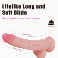 9.45in Flesh Realistic Big Soft Dildo Erotic Suction Cup Toy For Women