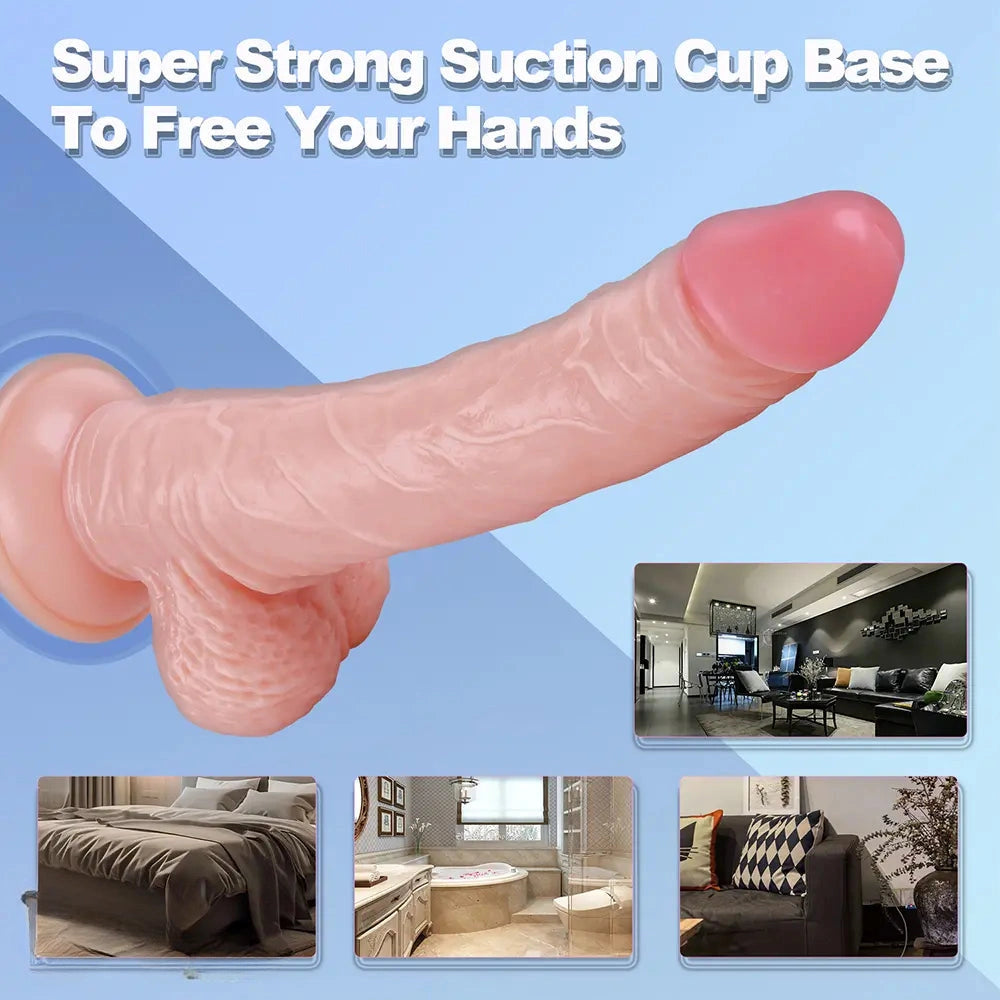 9.45in Flesh Realistic Big Soft Dildo Erotic Suction Cup Toy For Women