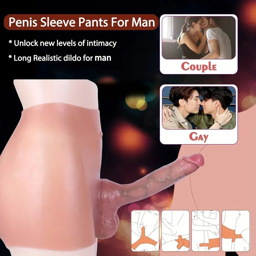 9.45in High-waisted Simulation Wearable Silicone Cock Soft Dildo Pants