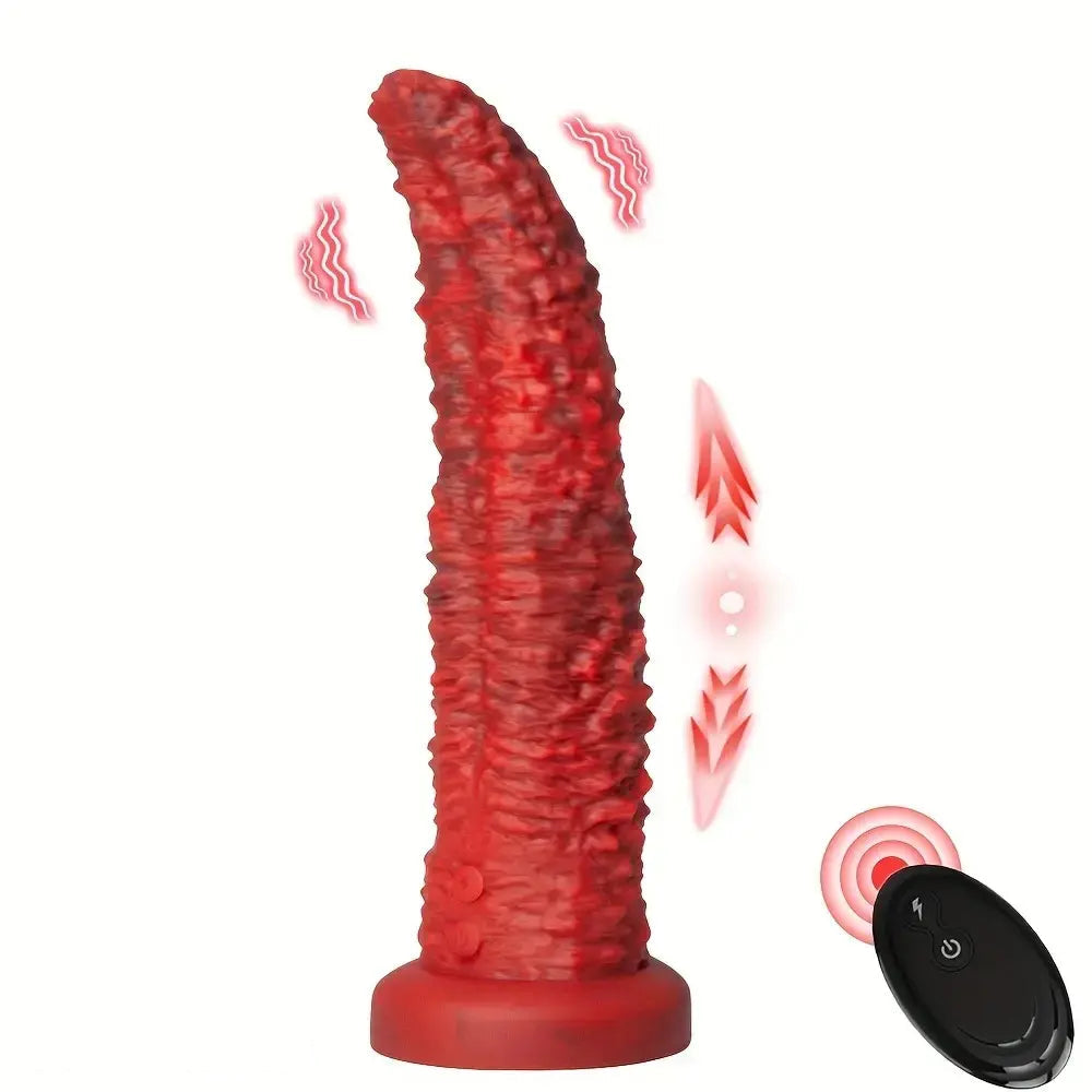 9.45in Monster Soft Liquid Silicone G-Spot 10 Vibrating 3 Thrust Modes Dildo