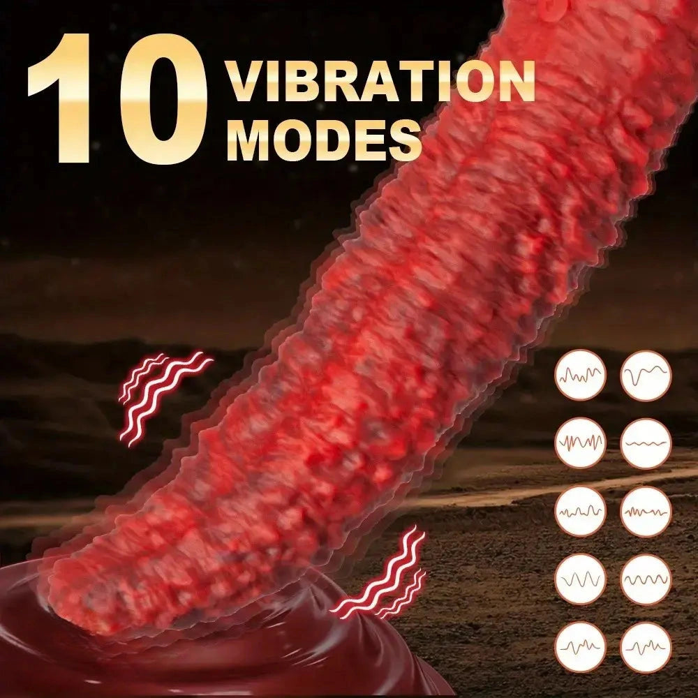 9.45in Monster Soft Liquid Silicone G-Spot 10 Vibrating 3 Thrust Modes Dildo