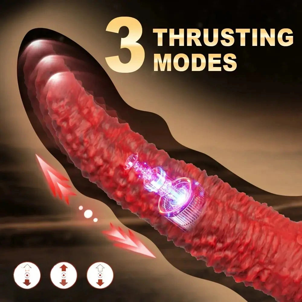 9.45in Monster Soft Liquid Silicone G-Spot 10 Vibrating 3 Thrust Modes Dildo