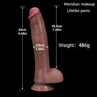 9.45in Realistic Silicone Soft Big Makeup Female Dildo With Blue Veins