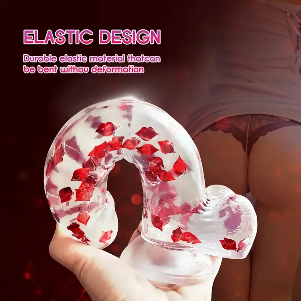 9.45in Realistic TPE Confetti Dildo Flexible Hands-Free Sex Toy