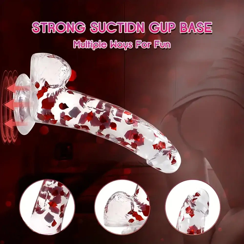 9.45in Realistic TPE Confetti Dildo Flexible Hands-Free Sex Toy