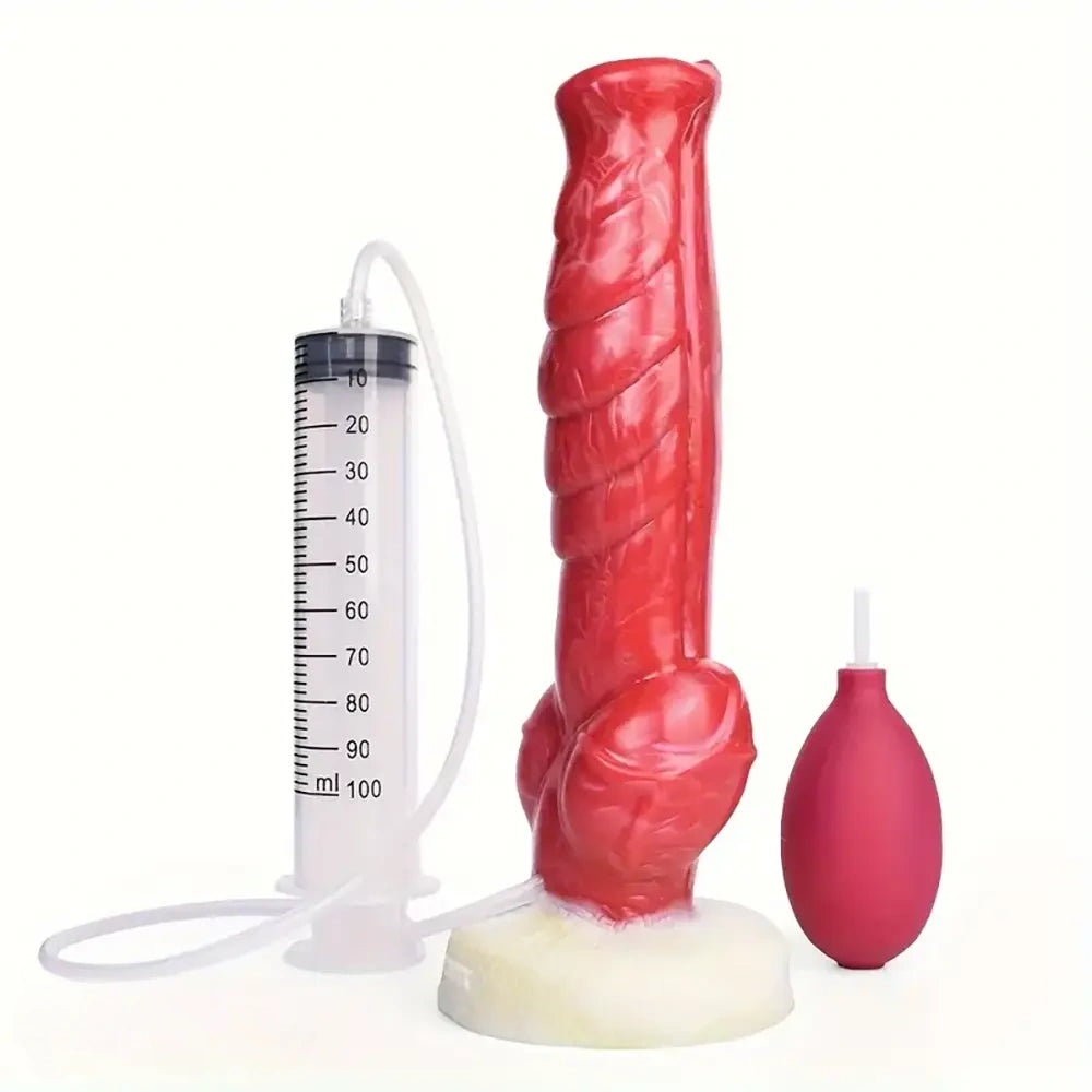 9.45in Silicone Soft Big Dog Knot Dildo With Water Spray For Vagina