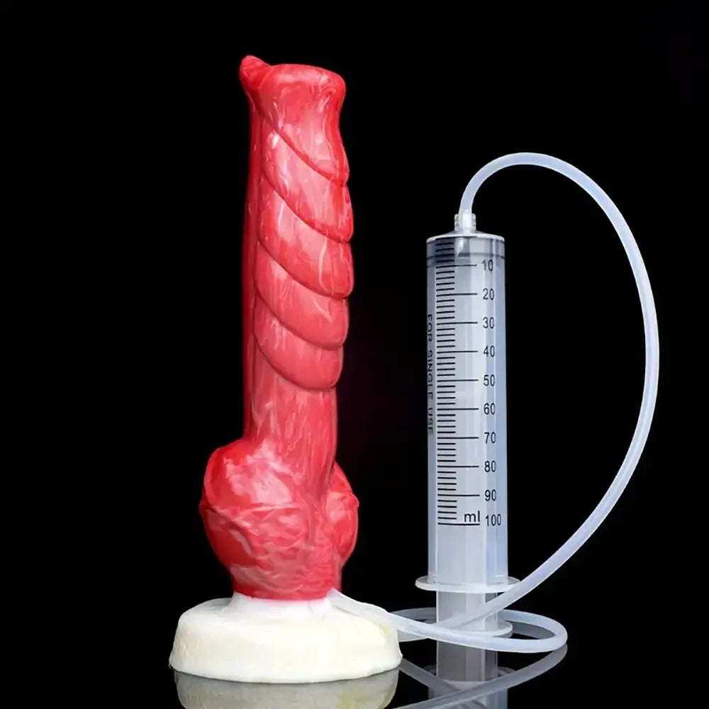 9.45in Silicone Soft Big Dog Knot Dildo With Water Spray For Vagina