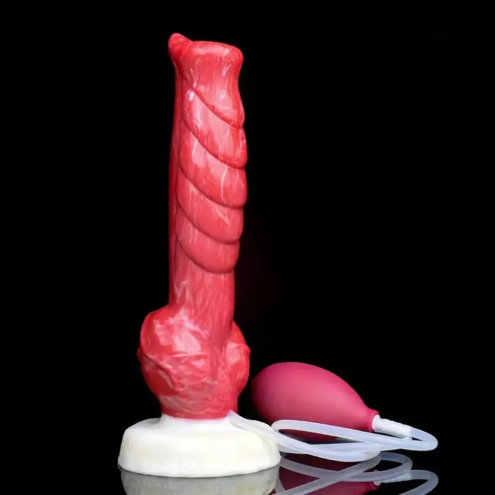 9.45in Silicone Soft Big Dog Knot Dildo With Water Spray For Vagina