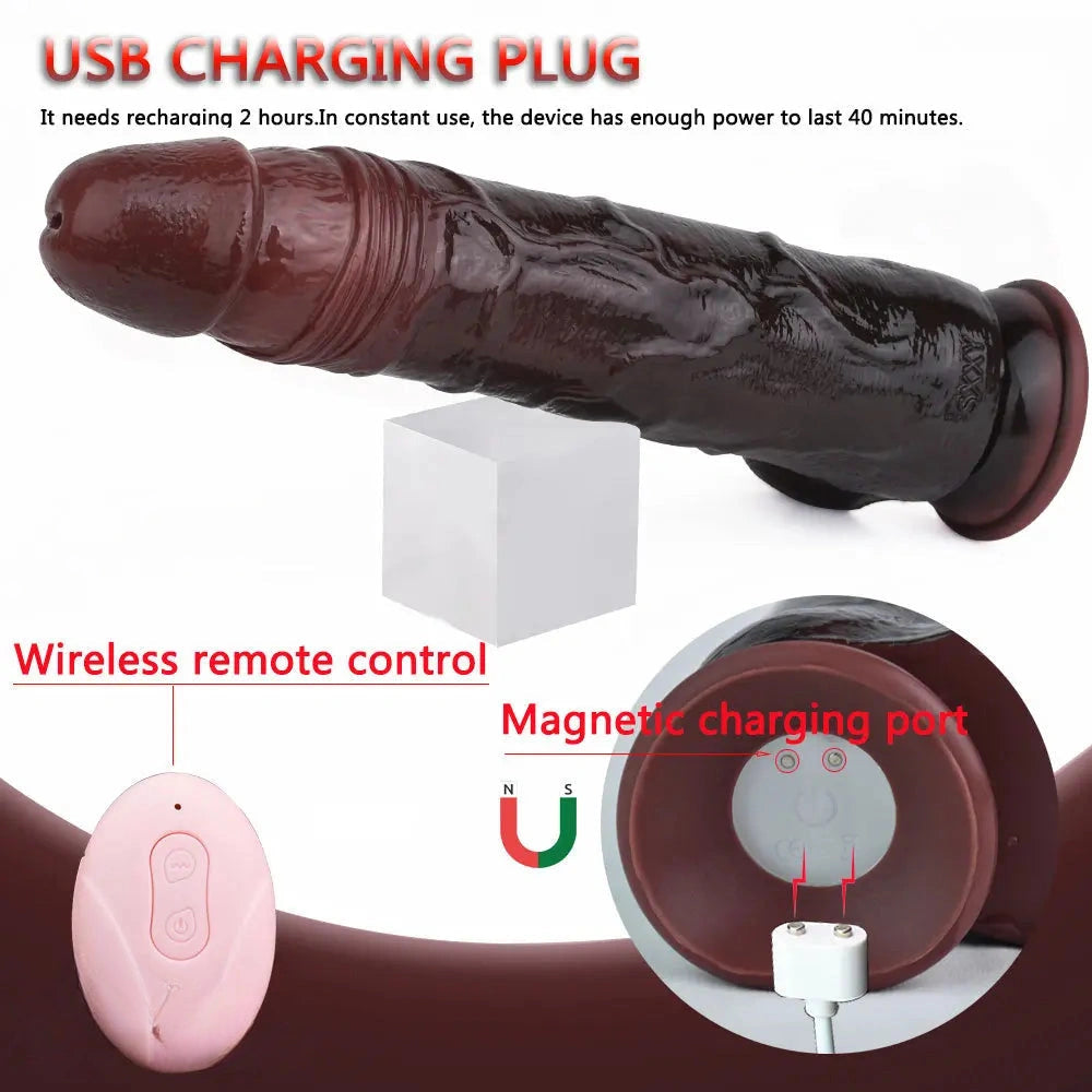 9.45in Thrusting Remote Control Vibrating Automatic Big Soft Dildo