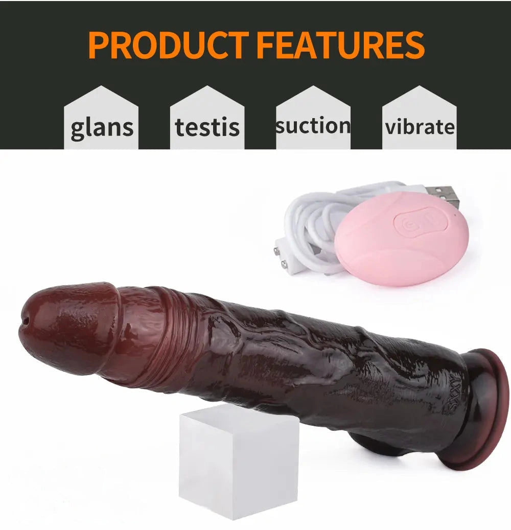 9.45in Thrusting Remote Control Vibrating Automatic Big Soft Dildo