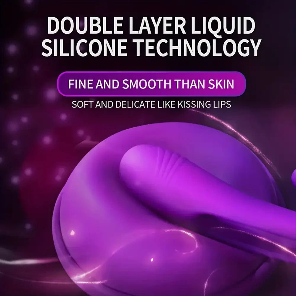 9.45in Triple Ends Double Layer Silicone Soft Vibrating Automatic Dildo
