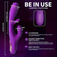 9.45in Triple Ends Double Layer Silicone Soft Vibrating Automatic Dildo