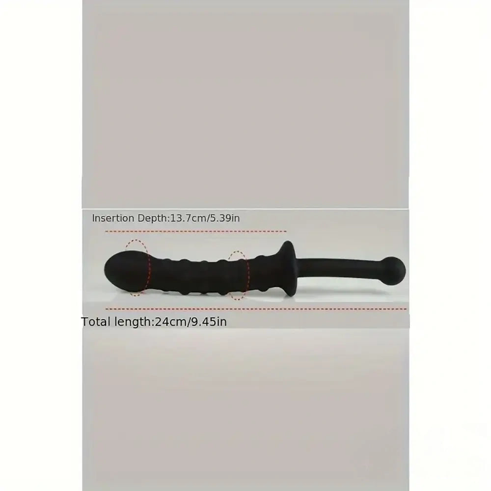 9.45in Unisex Soft Silicone Big Spiked Dildo With Handle For Adult Toy