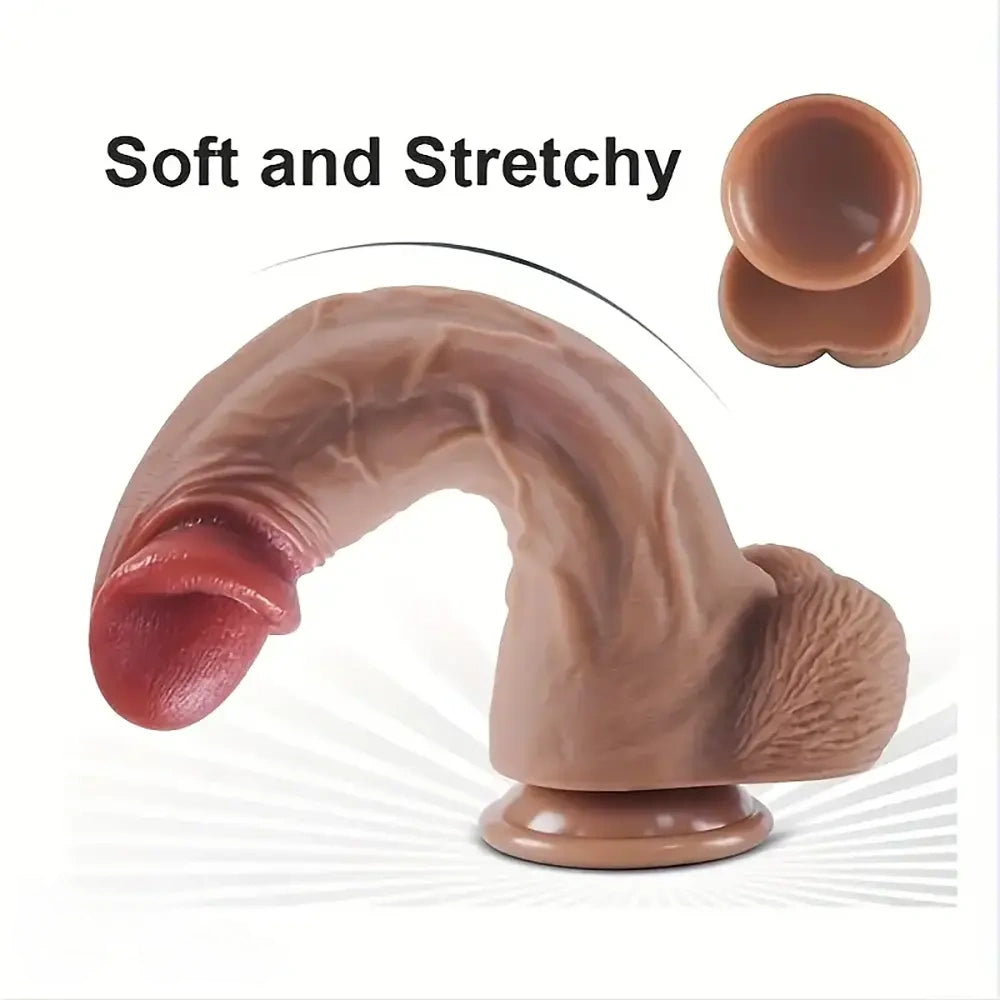 9.4in Realistic Big Silicone Soft Suction Cup Dildo For Female Pleasure