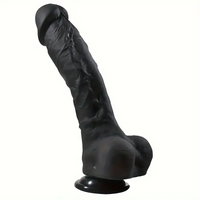 9.4in Realistic Texture Solid Black Silicone Soft Big Dildo For Anus