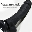 9.4in Realistic Texture Solid Black Silicone Soft Big Dildo For Anus