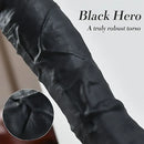 9.4in Realistic Texture Solid Black Silicone Soft Big Dildo For Anus