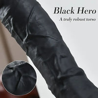 9.4in Realistic Texture Solid Black Silicone Soft Big Dildo For Anus