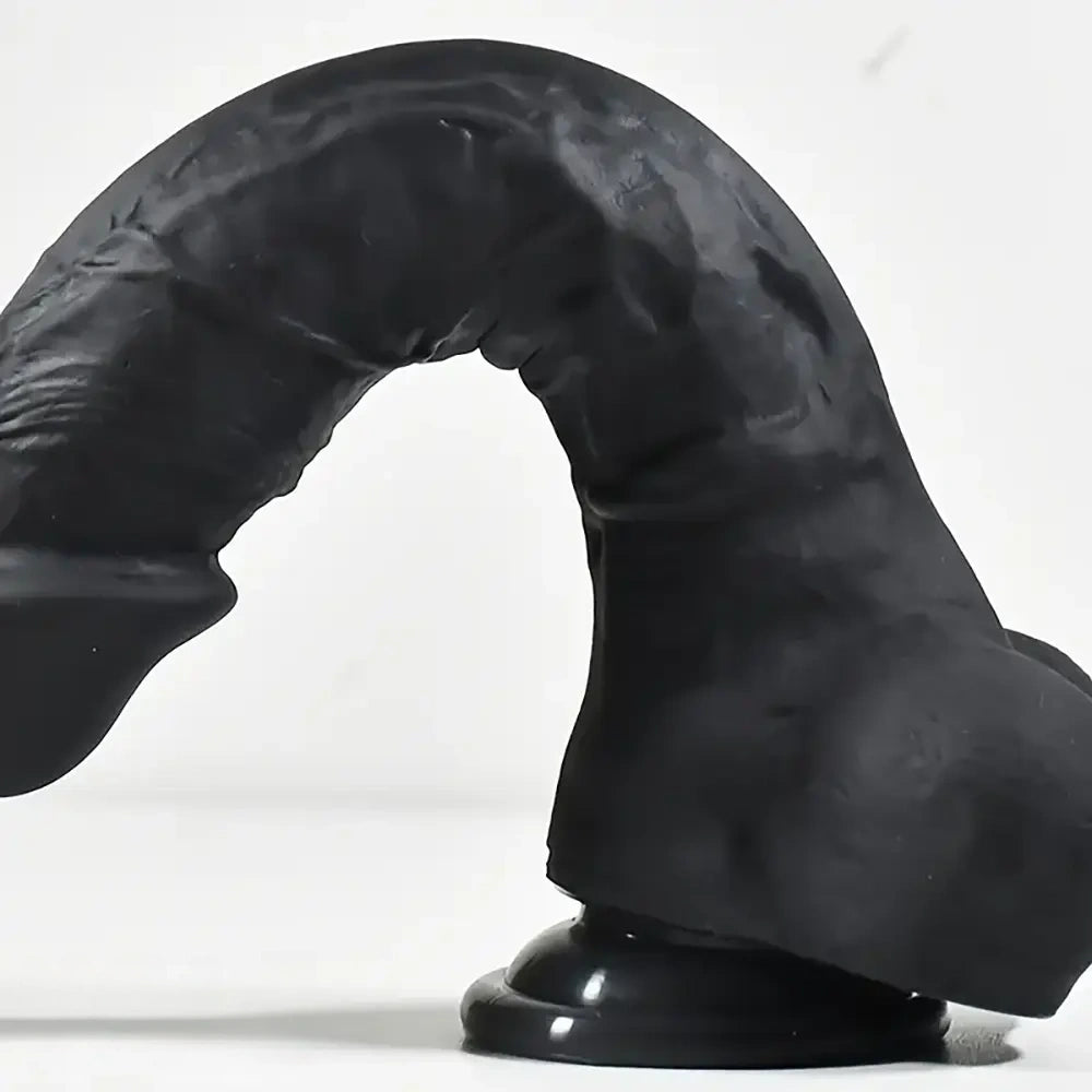 9.4in Realistic Texture Solid Black Silicone Soft Big Dildo For Anus