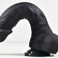 9.4in Realistic Texture Solid Black Silicone Soft Big Dildo For Anus