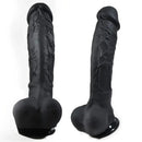 9.4in Realistic Texture Solid Black Silicone Soft Big Dildo For Anus