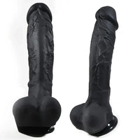 9.4in Realistic Texture Solid Black Silicone Soft Big Dildo For Anus