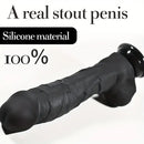 9.4in Realistic Texture Solid Black Silicone Soft Big Dildo For Anus