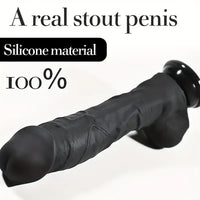 9.4in Realistic Texture Solid Black Silicone Soft Big Dildo For Anus
