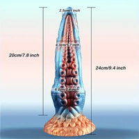9.4in Silicone Octopus Tentacle Fantasy Thick Big Soft Dildo For G-Spot