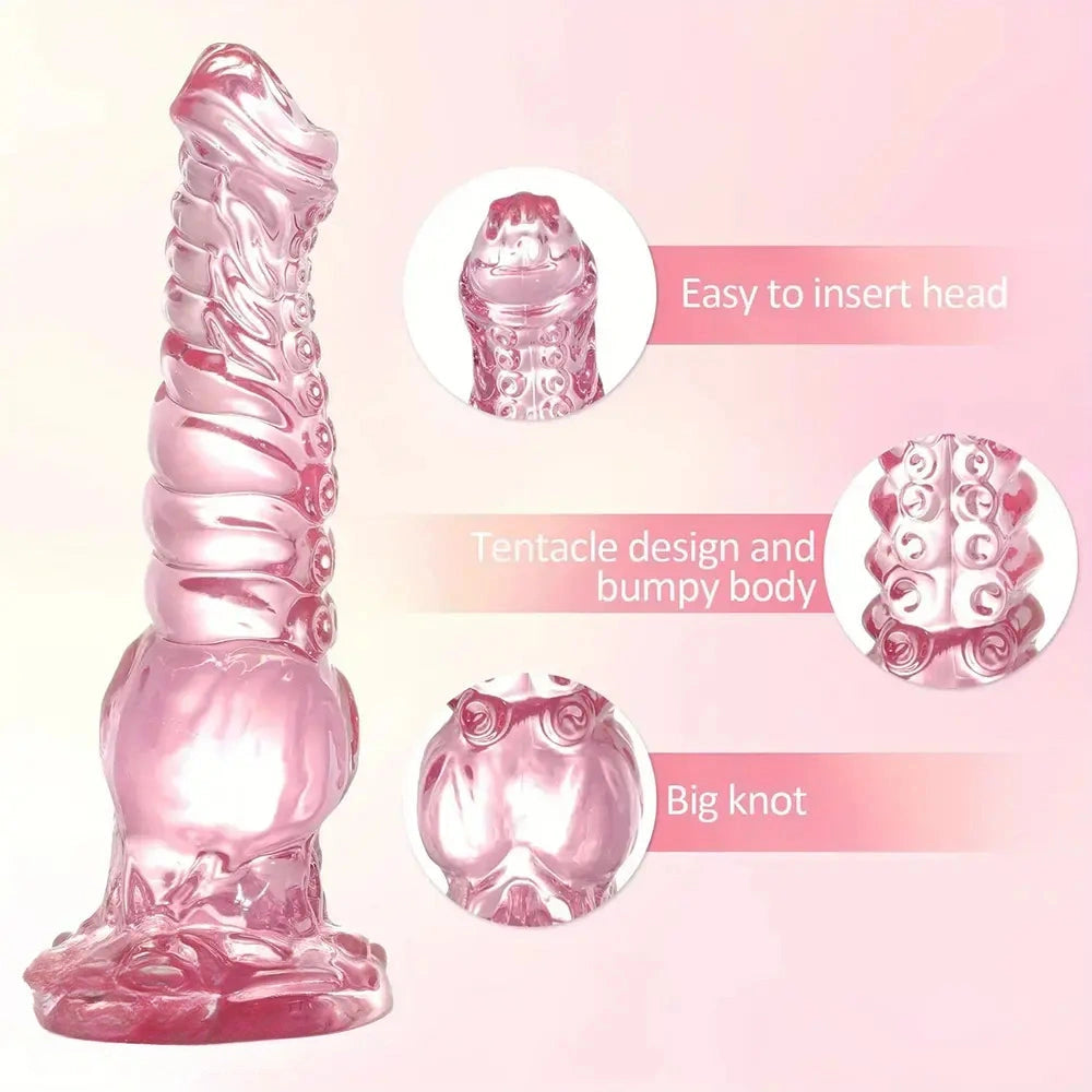 9.4in Transparent Phallic Dildo Sex Toy Tentacle Animal Knot Dildo For Female