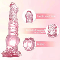 9.4in Transparent Phallic Dildo Sex Toy Tentacle Animal Knot Dildo For Female