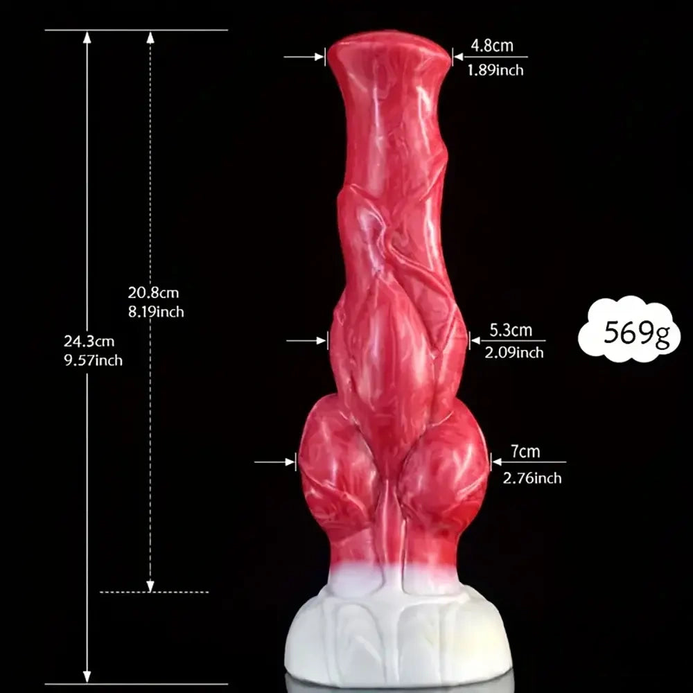 9.57in Animal Big Dog Silicone Soft Dildo With Strong Suction Base