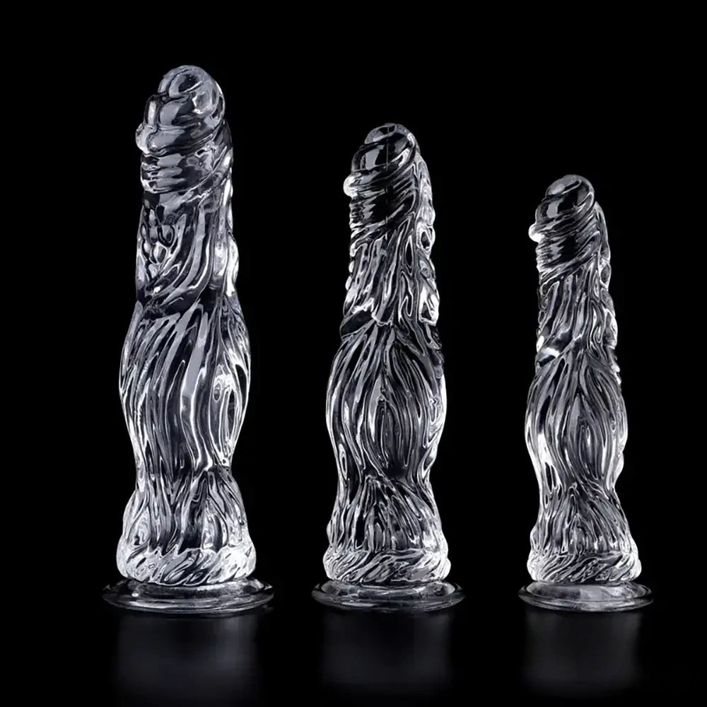 9.5in 10.7in 11.8in Clear Crystal Huge Animal Dildo For Love Sex Toy