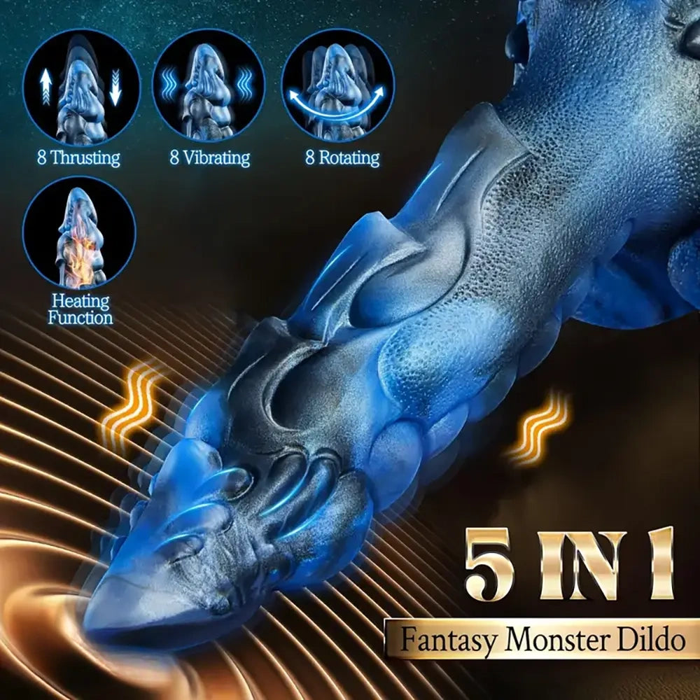 9.5in Big Thrusting 5 IN1 Fantasy Monster Dildo With 8 Thrusting Vibration
