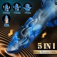 9.5in Big Thrusting 5 IN1 Fantasy Monster Dildo With 8 Thrusting Vibration