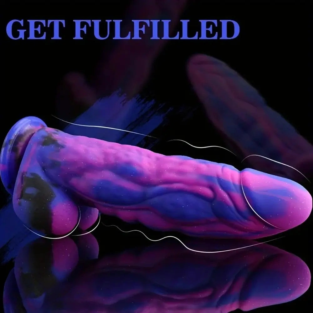 9.5in Fantasy Realistic Thick Gspot Soft Silicone Anal Dildo Adult Sex Toy