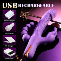 9.5in Silicone 3in1 Soft Vibrating Dildo Rabbit Vibrator For Women