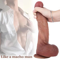 9.5in Superb Flesh-like Silicone Real Feeling Big Dual Density Dildo