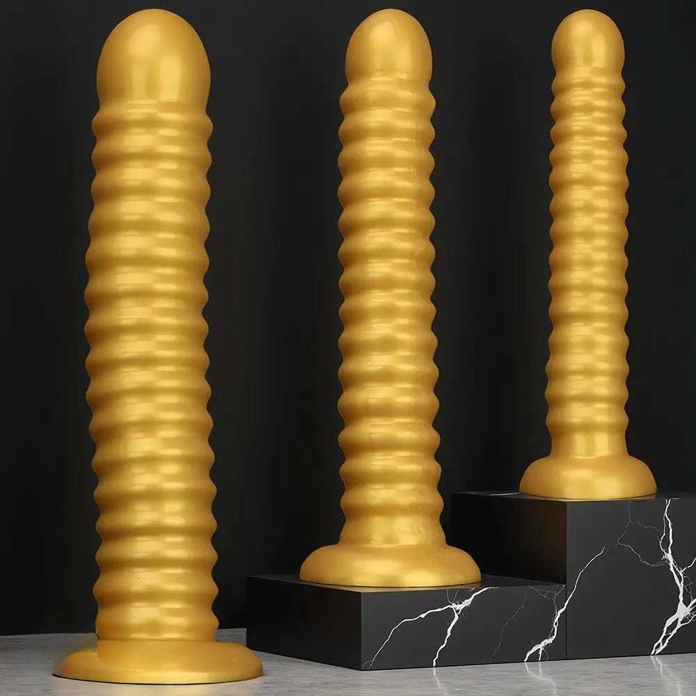 9.64in 11.81in 13.18in Golden Silicone Thread Soft Big Dildo For Pleasure