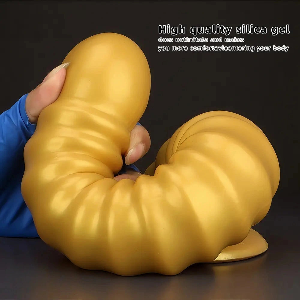 9.64in 11.81in 13.18in Golden Silicone Thread Soft Big Dildo For Pleasure