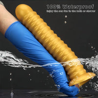 9.64in 11.81in 13.18in Golden Silicone Thread Soft Big Dildo For Pleasure