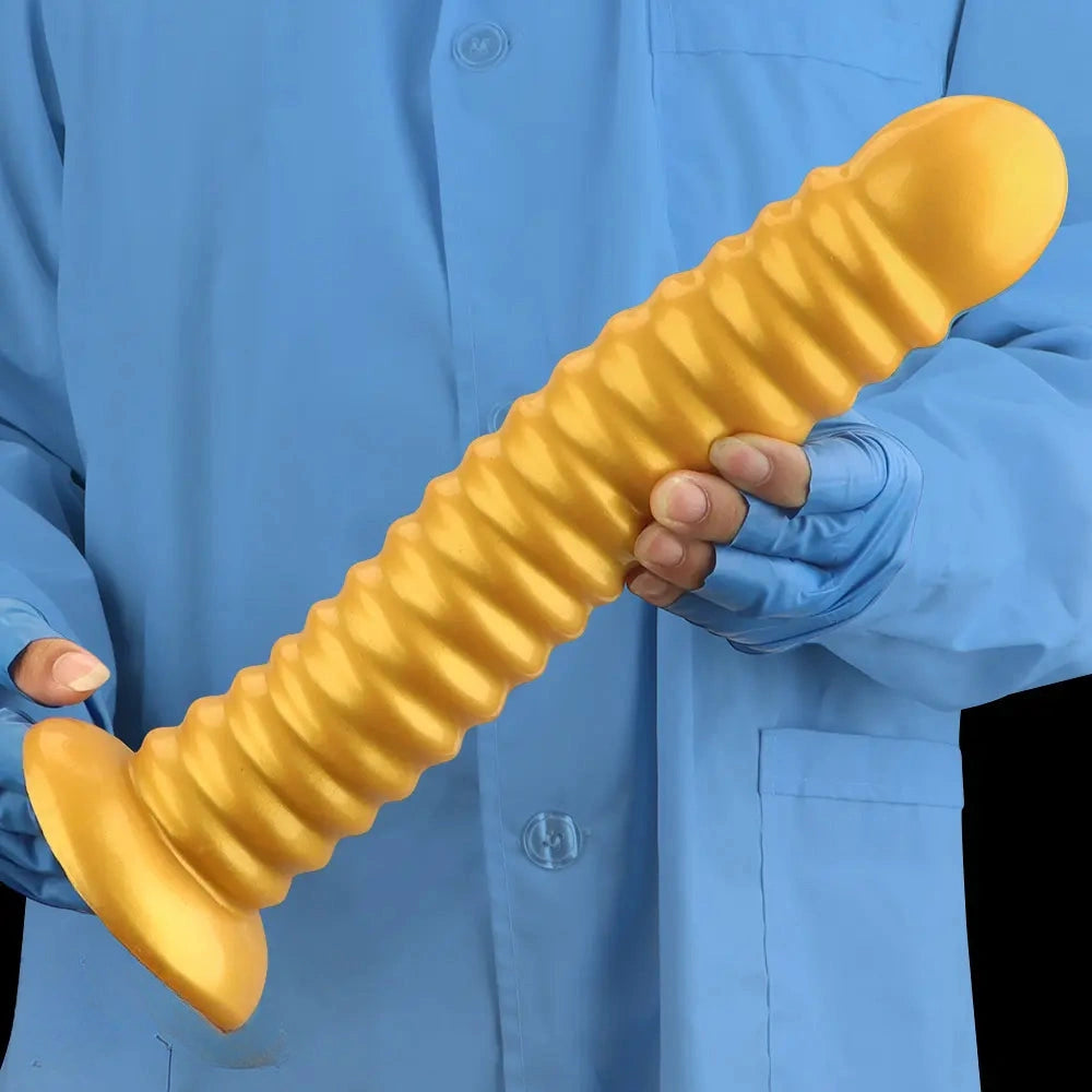 9.64in 11.81in 13.18in Golden Silicone Thread Soft Big Dildo For Pleasure