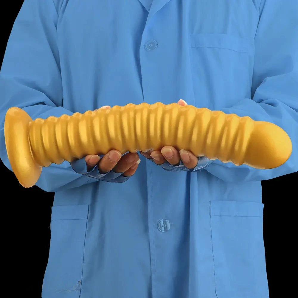 9.64in 11.81in 13.18in Golden Silicone Thread Soft Big Dildo For Pleasure