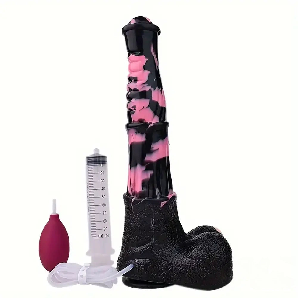 9.64in 13.77 Big Horse Animal Cock Silicone Ejaculation Dildo For Anus