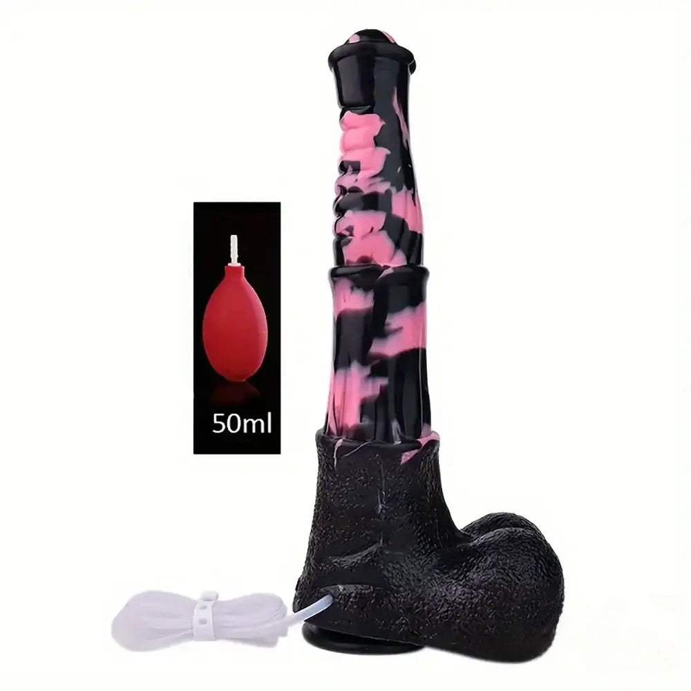 9.64in 13.77 Big Horse Animal Cock Silicone Ejaculation Dildo For Anus