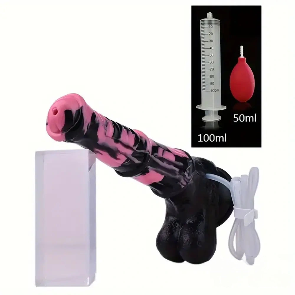 9.64in 13.77 Big Horse Animal Cock Silicone Ejaculation Dildo For Anus