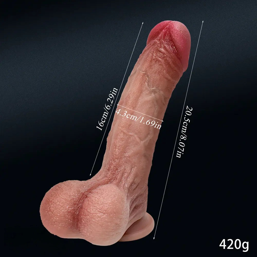 9.64in 8.07in Real Skin Lifelike Big Cock Soft Dildo With Suction Cup